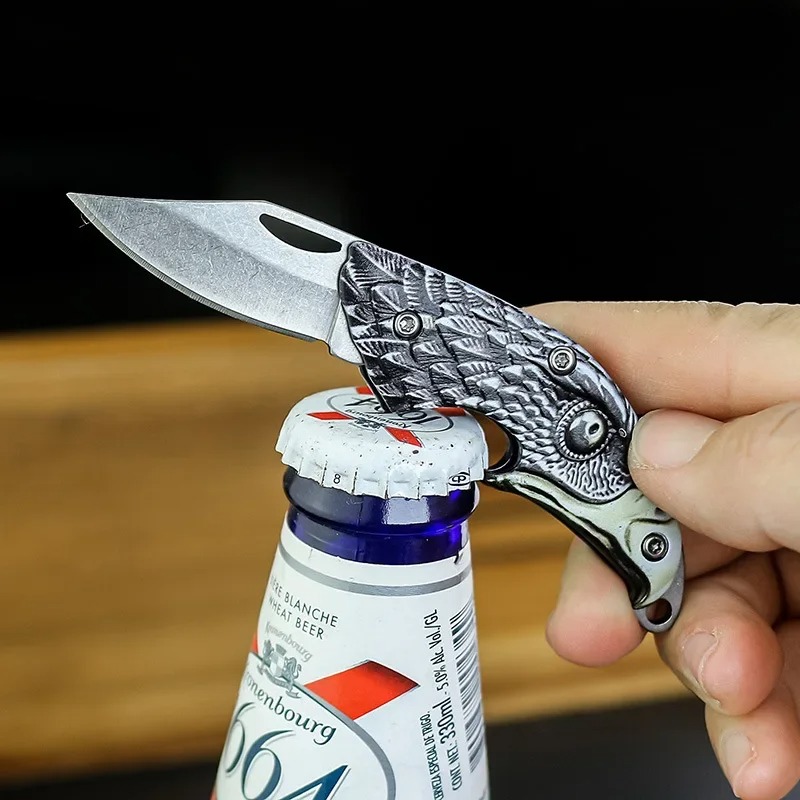 Edc Carry Knife - Kartal Başlı 3D Oymalı Katlanır Bıçak,