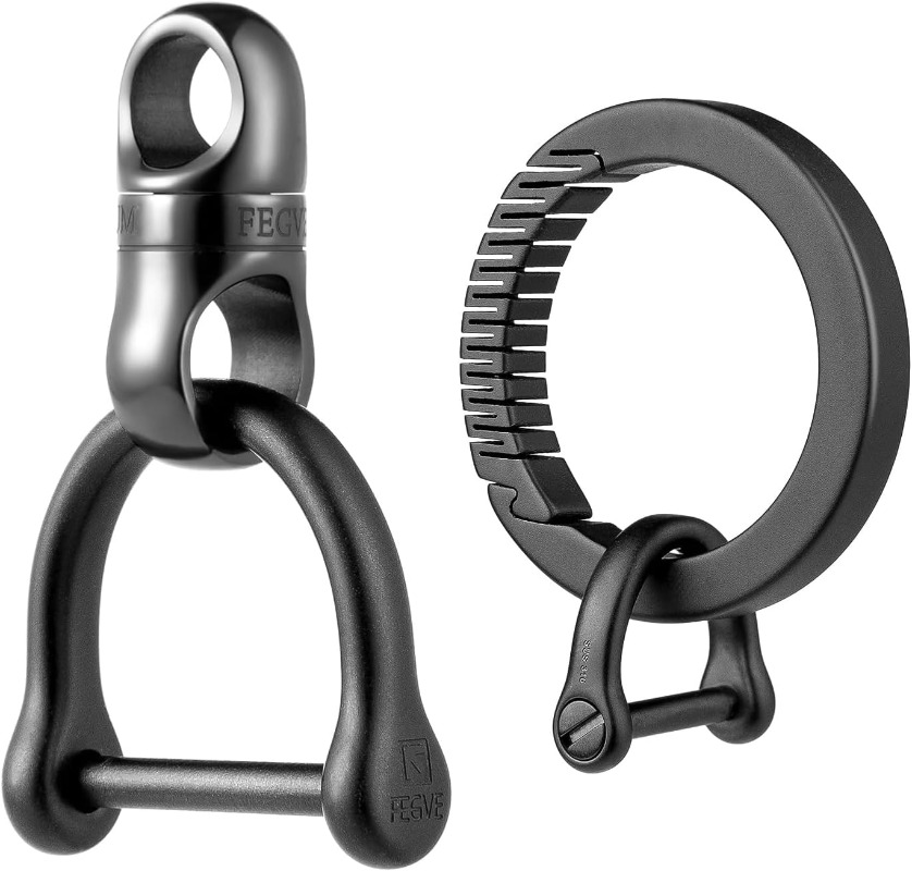 Edc Carry Clip - Yuvarlak Karabina Klipsli Titanyum Anahtarlık, Ağır